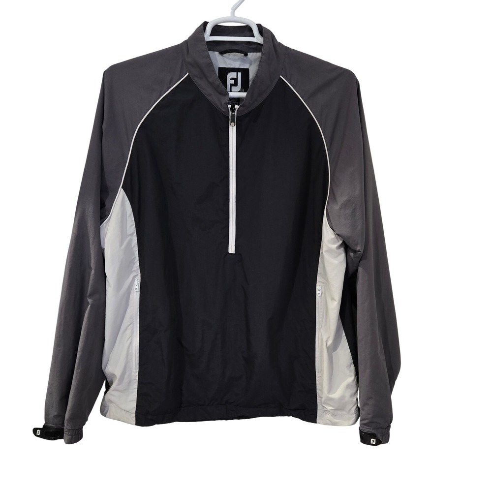 FootJoy‎ Golf Pullover Windbreaker Mens XL Black Grey 1/2 Zip Jacket